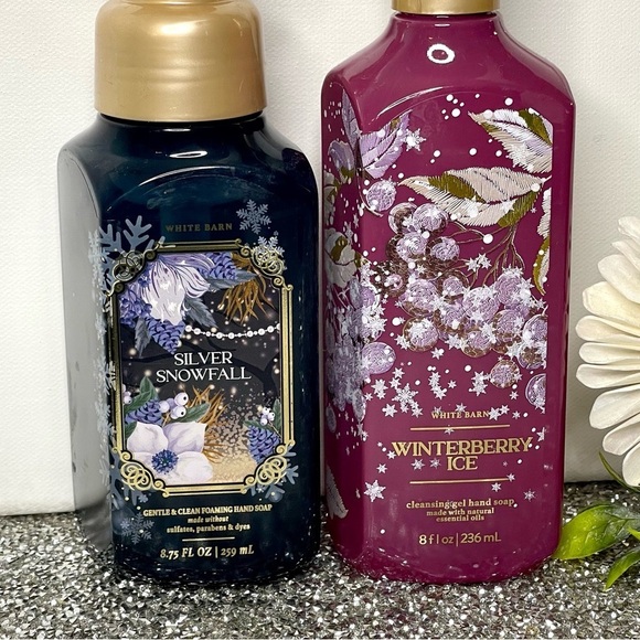 Bath & Body Works Hand Soap Silver Snowfall Winterberry Ice Winter Holiday Nwt - Picture 2 of 4